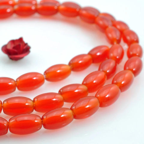 58 pcs of Carnelian smooth drum beads in 4x6mm