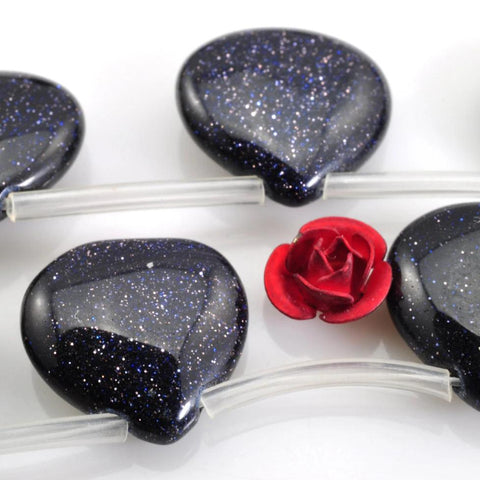 20 pcs of Blue and Stone smooth teardrop beads in 14x14mm