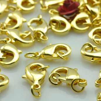 Gold plated Close Jump Rings brass lobster clasp wholesale jewelry findings necklace diy