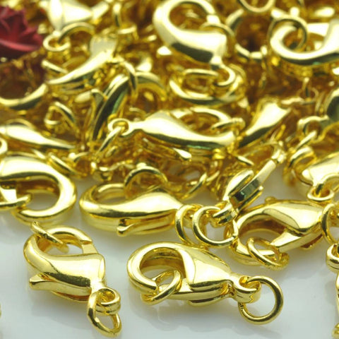 Gold plated Close Jump Rings brass lobster clasp wholesale jewelry findings necklace diy