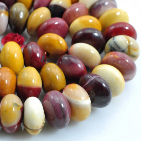 YesBeads 15 inches of Mookaite smooth rondelle beads in 6x10mm