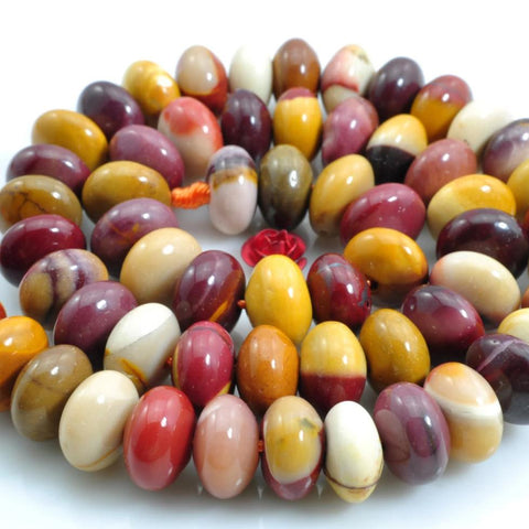 YesBeads 15 inches of Mookaite smooth rondelle beads in 6x10mm