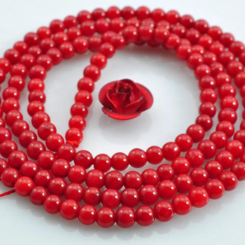YesBeads 165 pcs of red Coral smooth round beads in 2mm