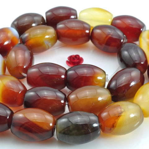 24 pcs of Rainbow Agate smooth rice beads in 12x16mm