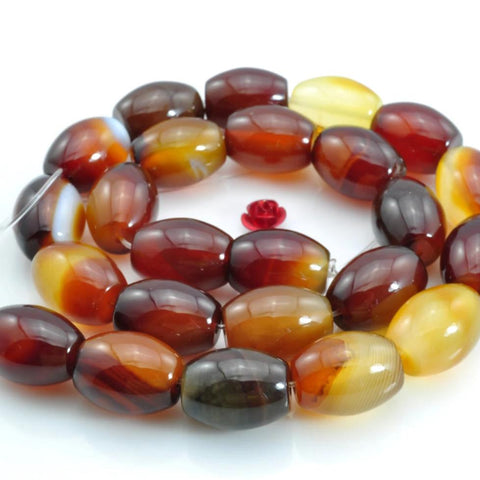 24 pcs of Rainbow Agate smooth rice beads in 12x16mm