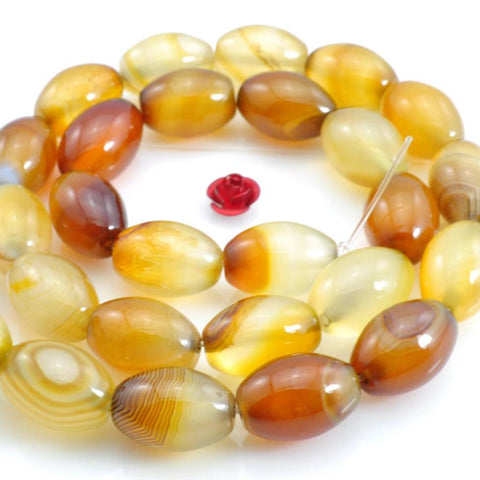 26 pcs of Rainbow Agate smooth rice beads in 10x14mm