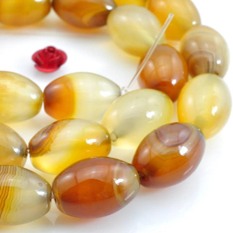 26 pcs of Rainbow Agate smooth rice beads in 10x14mm