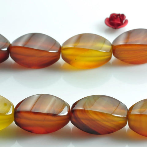 23 pcs of Rainbow Agate smooth twist beads in 8x16mm