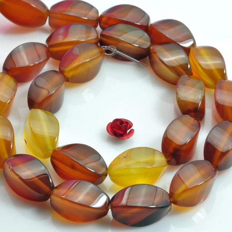 23 pcs of Rainbow Agate smooth twist beads in 8x16mm