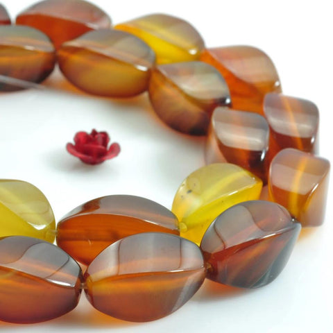 23 pcs of Rainbow Agate smooth twist beads in 8x16mm