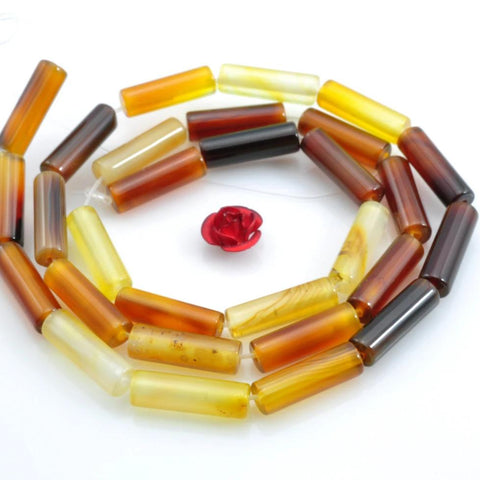28 pcs of Rainbow Agate smooth tube cylinder beads in 4 x 13 mm