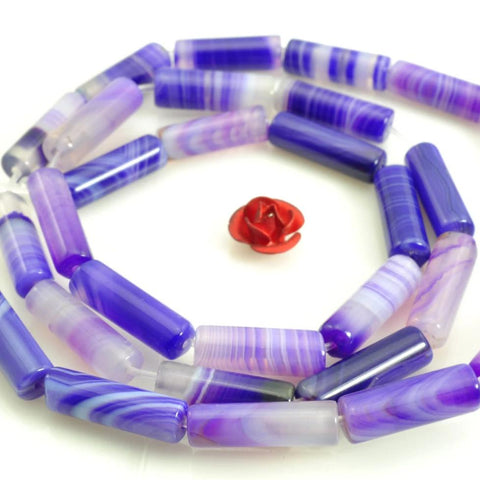 28 pcs of Purple Agate smooth Tube Cylinder beads in 4 x 13mm