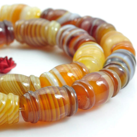 24 pcs of Banded Agate smooth drum beads in 9x13-14mm