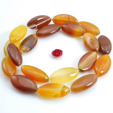 YesBeads 18 pcs of Rainbow Agate smooth horse eyes beads in 10X20mm