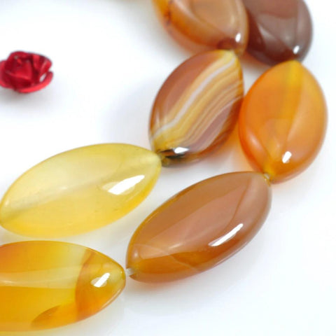 YesBeads 18 pcs of Rainbow Agate smooth horse eyes beads in 10X20mm