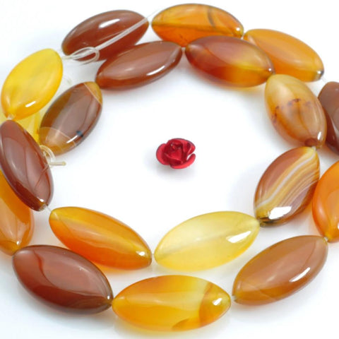 YesBeads 18 pcs of Rainbow Agate smooth horse eyes beads in 10X20mm