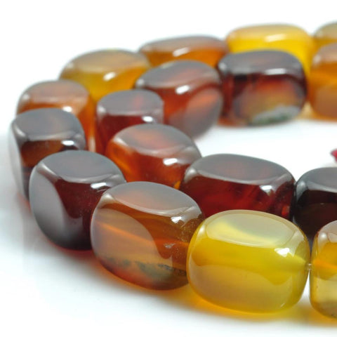 YesBeads 15 inches of Rainbow Agate smooth nugget beads in 9-10mm x 13-14mm