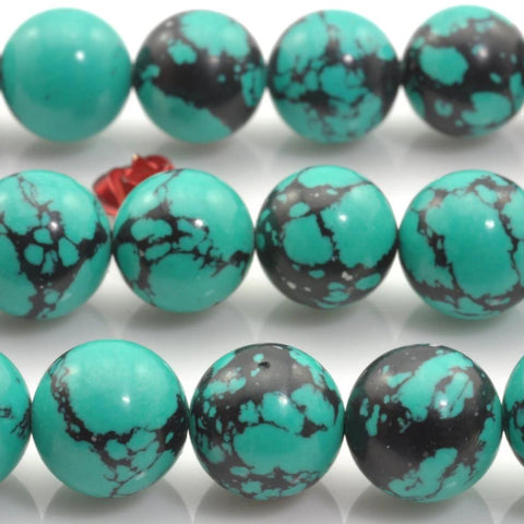 YesBeads Green Turquoise smooth round Synthetic beads wholesale jewelry making 15"