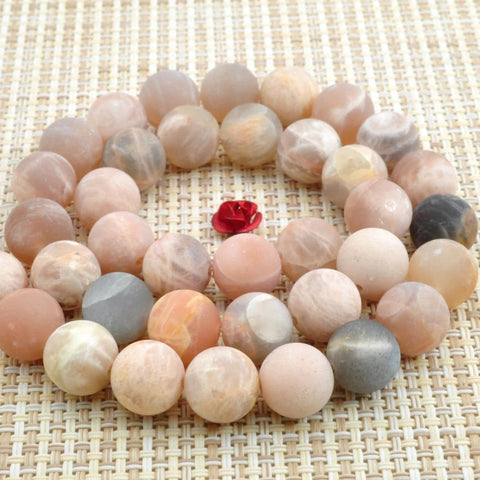 37 pcs of Natural Sunstone matte round beads in 10mm