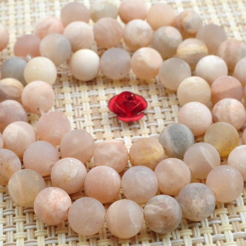 YesBeads Natural Sunstone matte round loose beads wholesale gemstone jewelry making15"