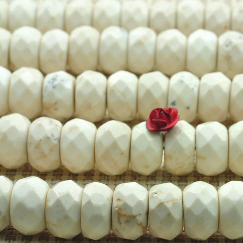 51 pcs of Natural white Turquoise faceted rondelle beads in 8x12mm