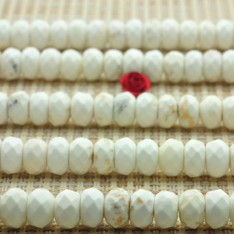 74 pcs of Natural white Turquoise faceted rondelle beads in 5x8mm
