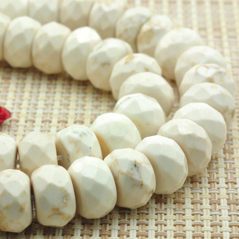 51 pcs of Natural white Turquoise faceted rondelle beads in 8x12mm