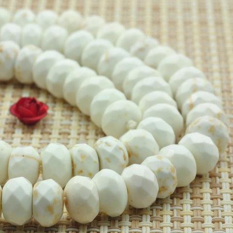 74 pcs of Natural white Turquoise faceted rondelle beads in 5x8mm