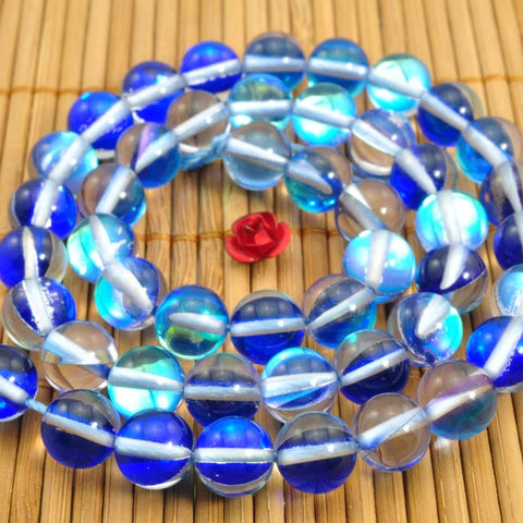 47 pcs of Mystic aura quartz crystal smooth round Synthetic beads in 8mm