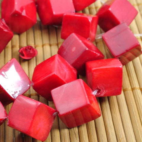 YesBeads 15.5 inches of Red Coral smooth diamond beads in Approx 10-12mm