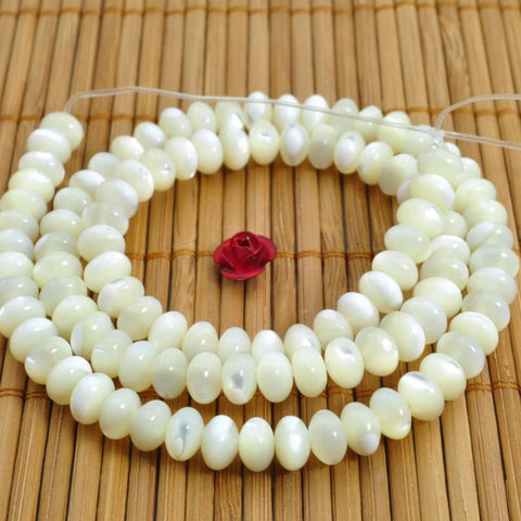 Natural White Mother of Pearl Shell MOP smooth rondelle beads wholesale gemstone shell jewelry making stuff