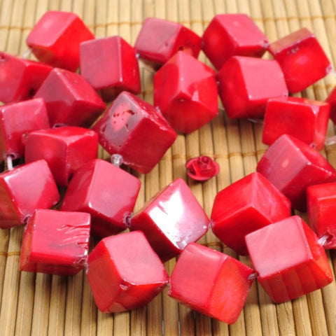YesBeads 15.5 inches of Red Coral smooth diamond beads in Approx 10-12mm