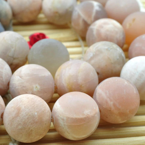 YesBeads Natural Sunstone matte round beads gemstone wholesale jewelry making stuff