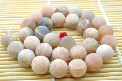 YesBeads Natural Sunstone matte round beads gemstone wholesale jewelry making stuff