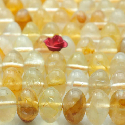 59 pcs of Citrine smooth rondelle beads in 6X10mm