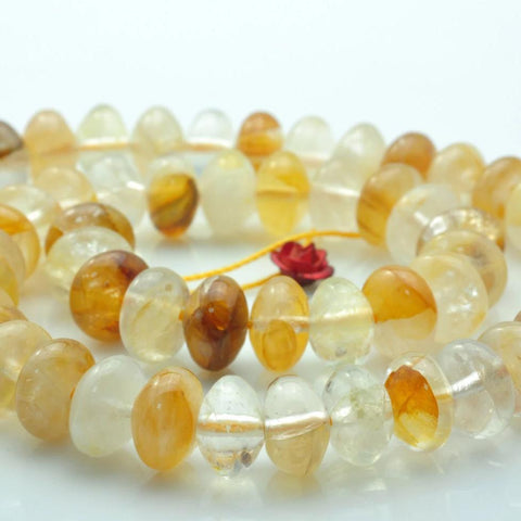 59 pcs of Citrine smooth rondelle beads in 6X10mm