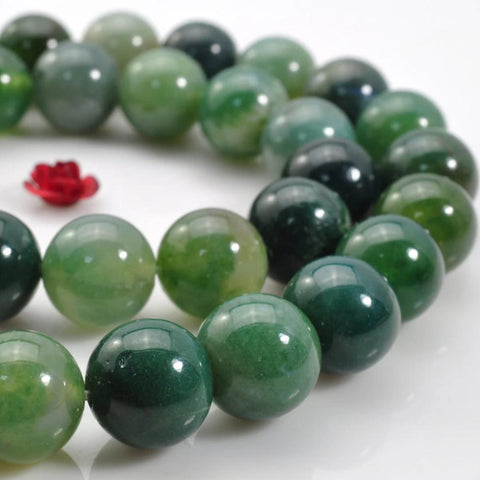Natural moss agate smooth round beads loose gemstone wholesale jewelry making bracelet diy stuff