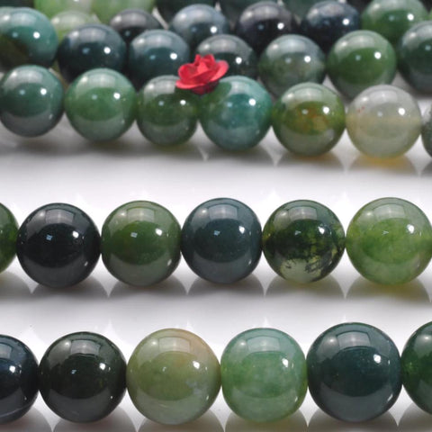 Natural moss agate smooth round beads loose gemstone wholesale jewelry making bracelet diy stuff