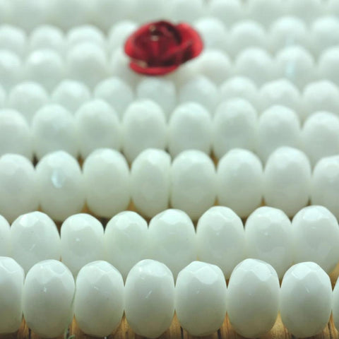 91 pcs of White Ware faceted rondelle beads in 4x6mm