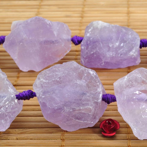 YesBeads 15 inches Natural Amethyst Raw Rough Nugget Chunks beads in 16-25mm Width x 22-28mm Length
