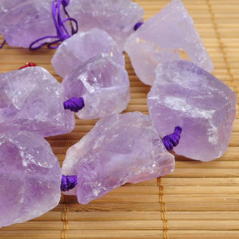 YesBeads 15 inches Natural Amethyst Raw Rough Nugget Chunks beads in 16-25mm Width x 22-28mm Length