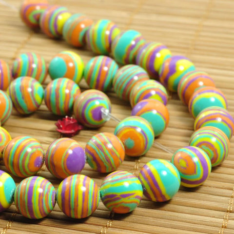 38 pcs of Synthetic Malachite smooth round beads in 10mm