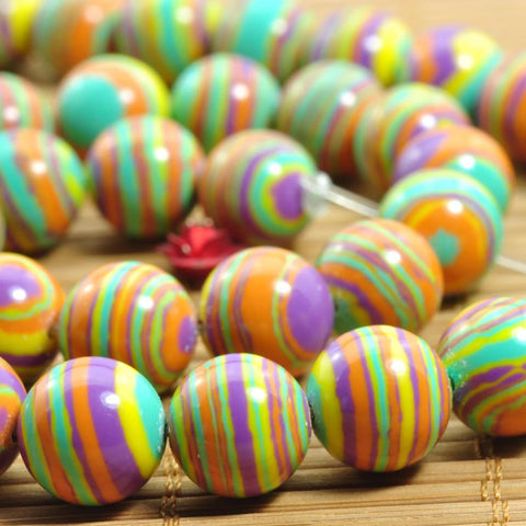 38 pcs of Synthetic Malachite smooth round beads in 10mm