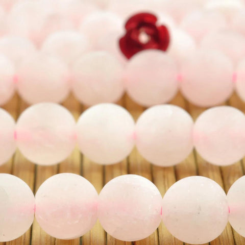 YesBeads Rose Quartz matte round loose beads wholesale gemstone jewelry making 15"