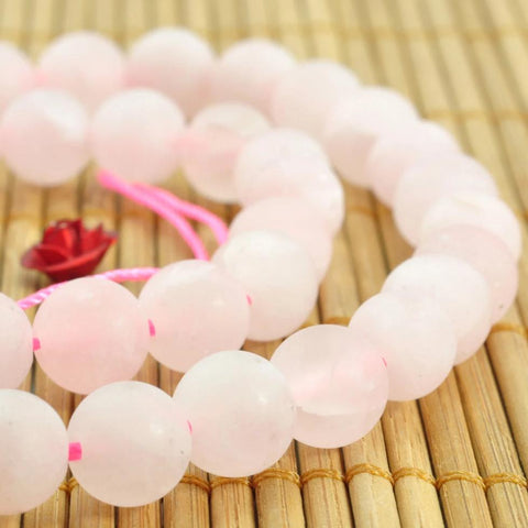 YesBeads Rose Quartz matte round loose beads wholesale gemstone jewelry making 15"