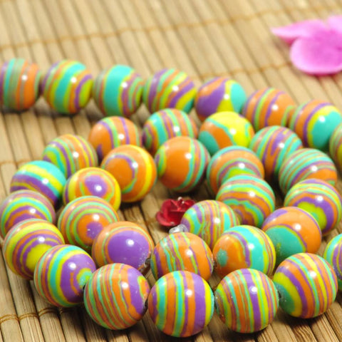 38 pcs of Synthetic Malachite smooth round beads in 10mm