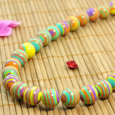 38 pcs of Synthetic Malachite smooth round beads in 10mm