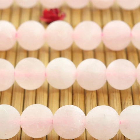 YesBeads Rose Quartz matte round loose beads wholesale gemstone jewelry making 15"