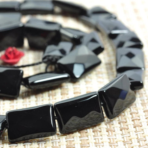 Black Onyx faceted rectangle beads wholesale gemstone jewelry making bracelet necklace diy
