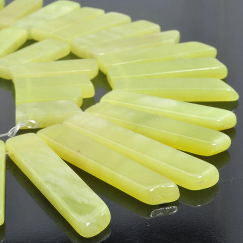YesBeads 15.5 inches Natural Lemon Jade,Dagger gemstone,raw mineral drusy rock,Slabs Slices smooth beads in 10-12mm wide X 23-50mm length
